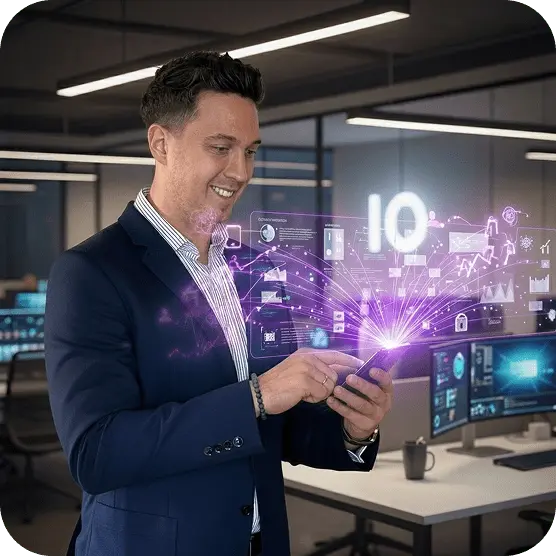 Profesjonalista pracujący z technologią AI